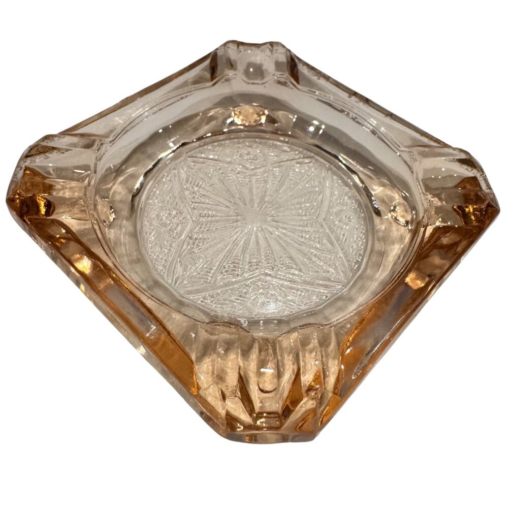 2 Depression Glass Ashtrays Jeanette Adam Pink Trinkets Jewelry Set of 2 Vintage - Picture 16 of 16